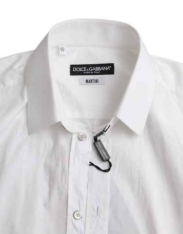 White cotton long sleeve dress by Dolce & Gabbana, featuring a classic fit and elegant design, shown on a mannequin.
