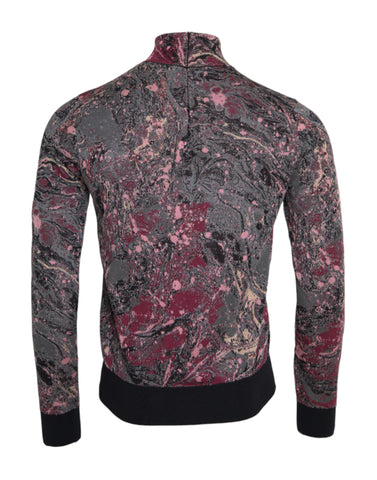 Multicolor graphic turtle neck men's sweater by Dolce & Gabbana, featuring vibrant patterns and cozy knit fabric.