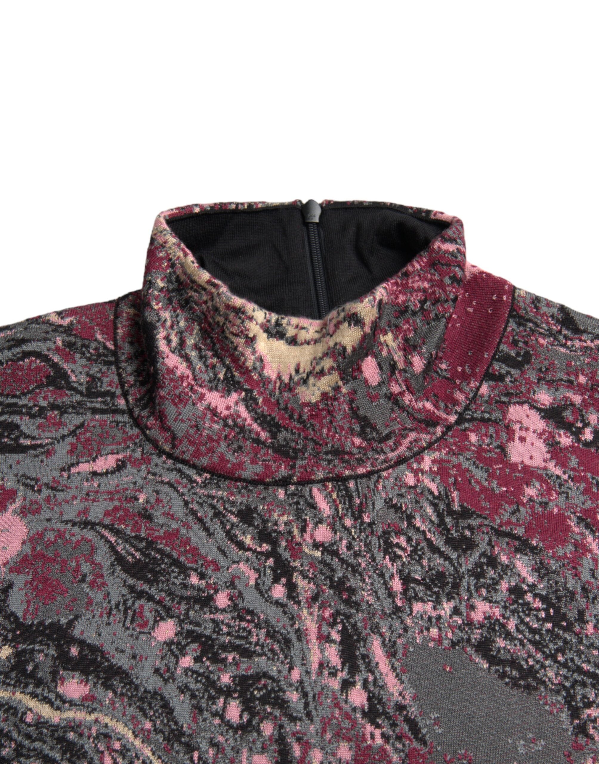 Multicolor graphic turtle neck men's sweater by Dolce & Gabbana, featuring vibrant patterns and a cozy knit design.