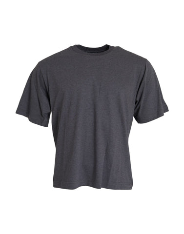 Gray cotton round neck short sleeve T-shirt by Dolce & Gabbana shown on a white background.