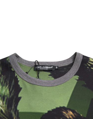 Green Gorilla cotton short-sleeve T-shirt by Dolce & Gabbana, showcasing a vibrant green gorilla graphic on lightweight fabric.