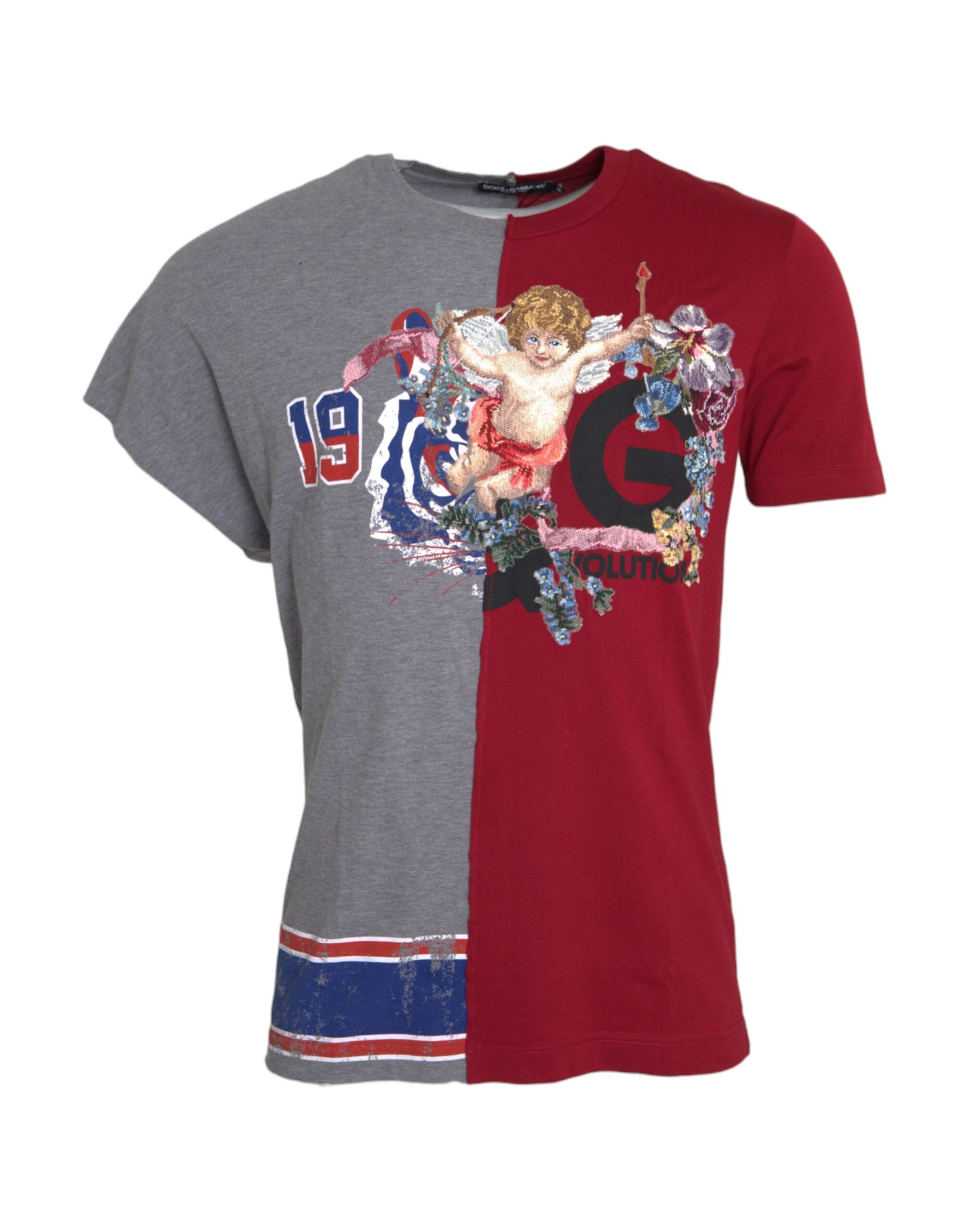 Multicolor graphic short sleeve T-shirt by Dolce & Gabbana, featuring vibrant print and casual fit, displayed on a white background.