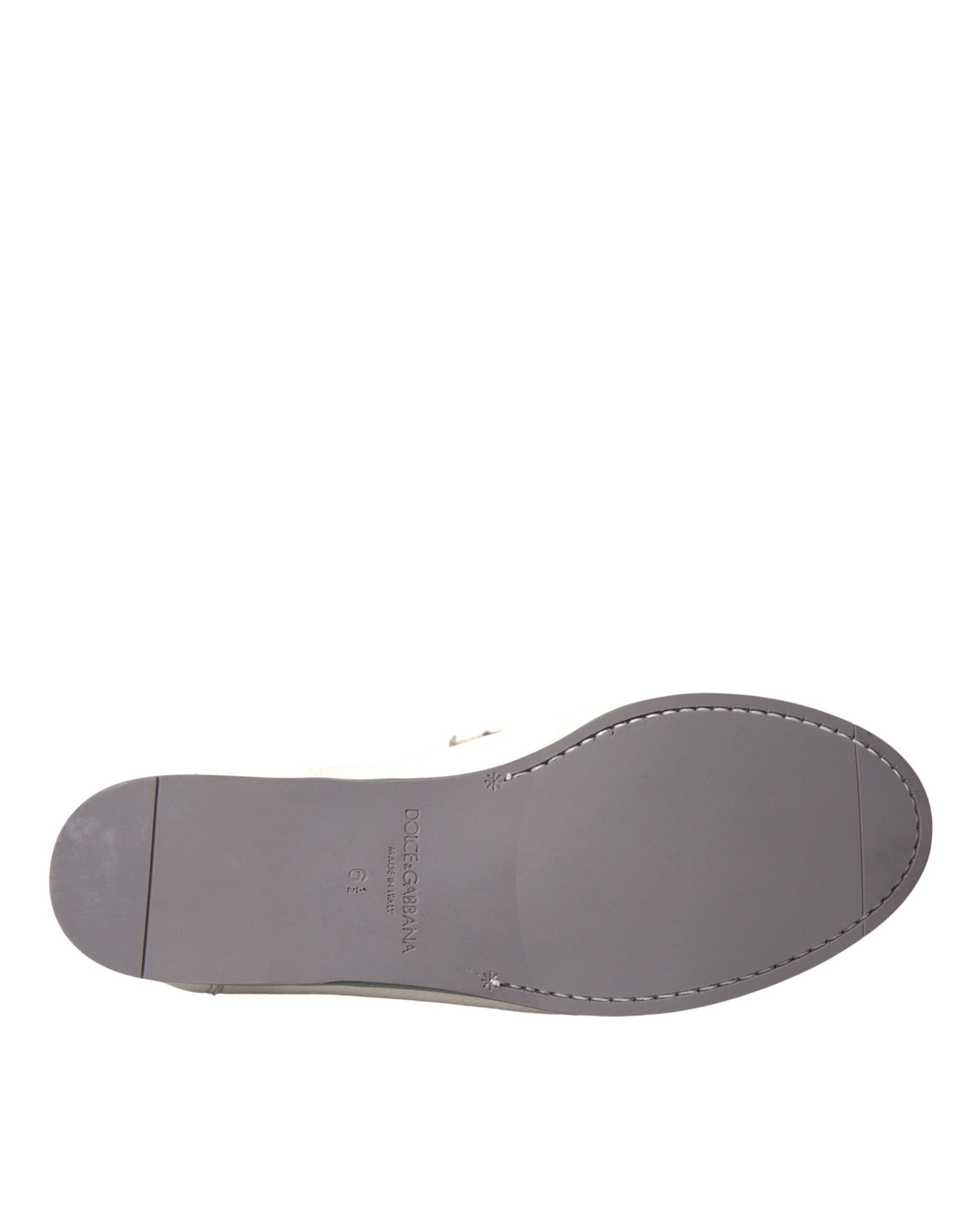 White and gray leather slip mocassin shoes loafer by Dolce & Gabbana featuring smooth leather finish and classic loafer design.