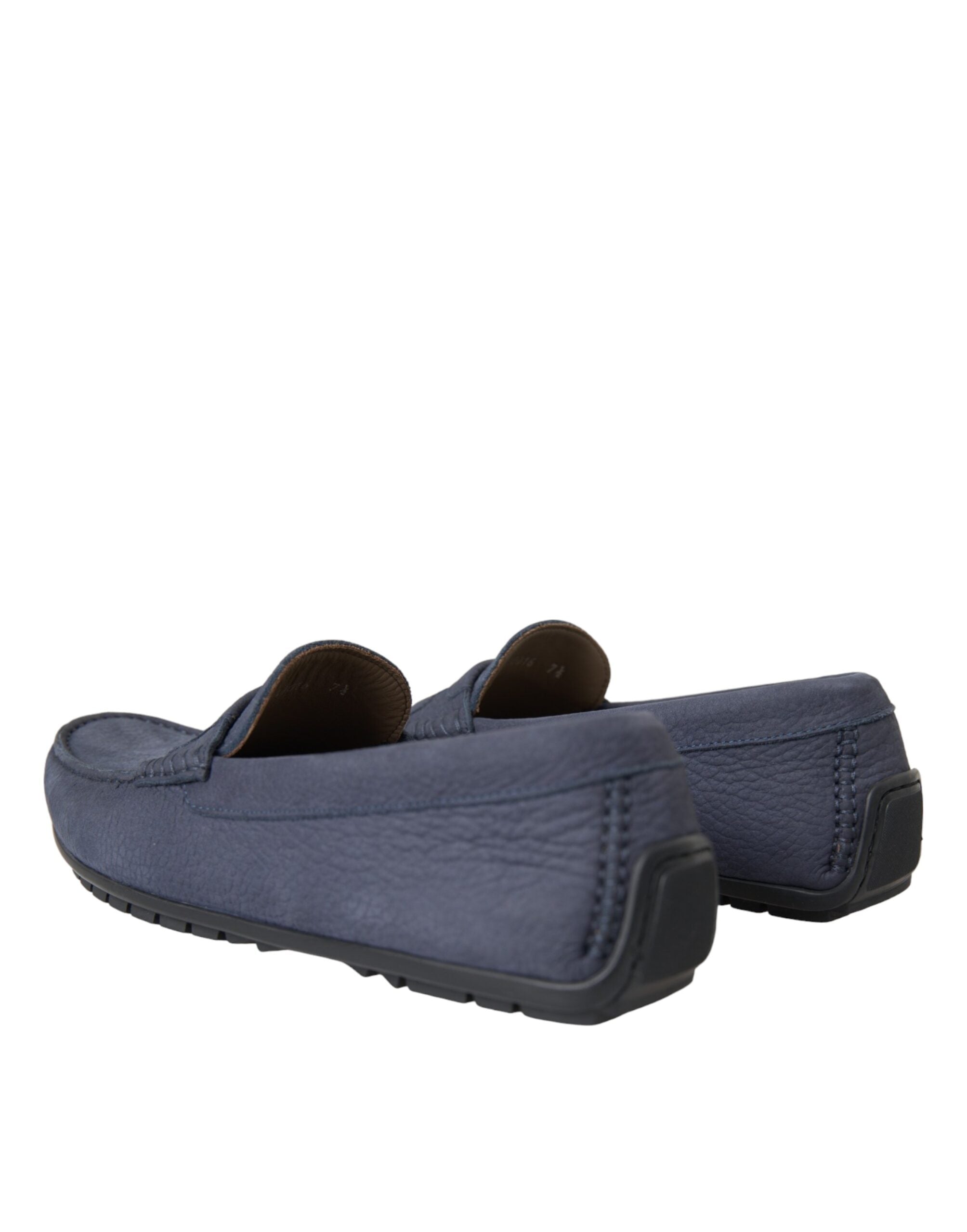 Blue calf leather slip-on moccasin shoes by Dolce & Gabbana, featuring smooth leather and classic slip-on style.