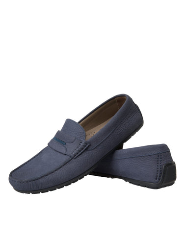 Blue calf leather slip-on moccasin shoes by Dolce & Gabbana with a sleek, classic design and smooth finish.