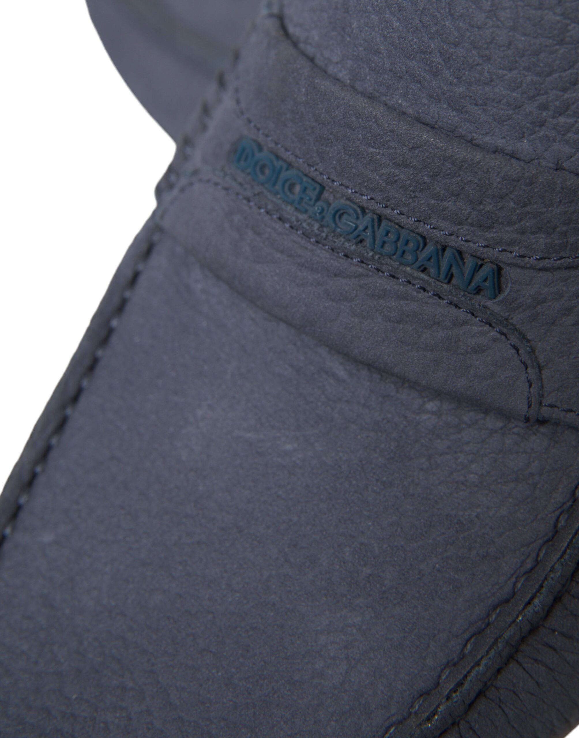 Blue calf leather slip-on moccasin shoes by Dolce & Gabbana with a sleek, classic design and smooth finish.