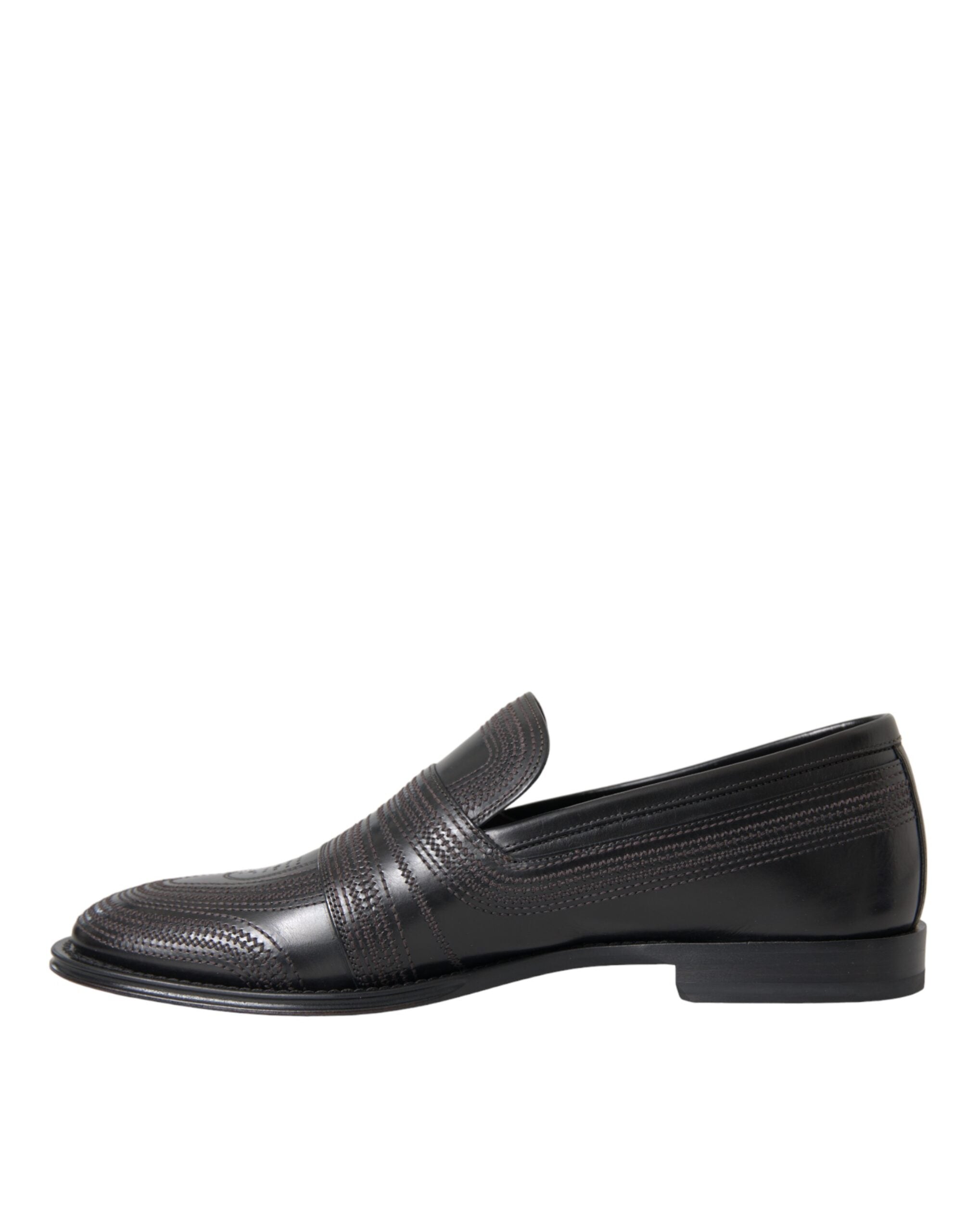 Black and brown leather men's loafer dress shoes by Dolce & Gabbana with sleek design and polished finish.