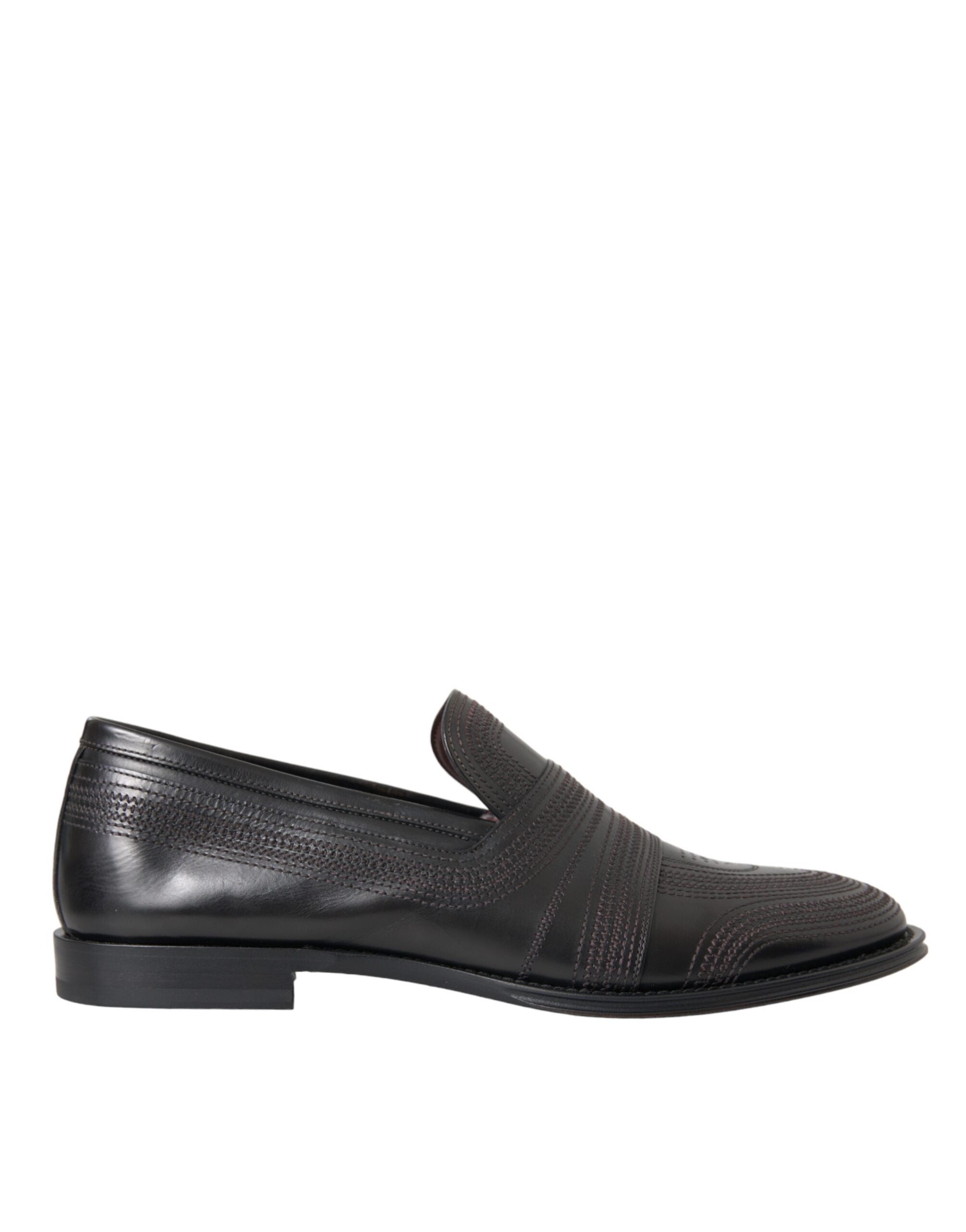 Black and brown leather men's loafer dress shoes by Dolce & Gabbana, featuring sleek design and classic style.