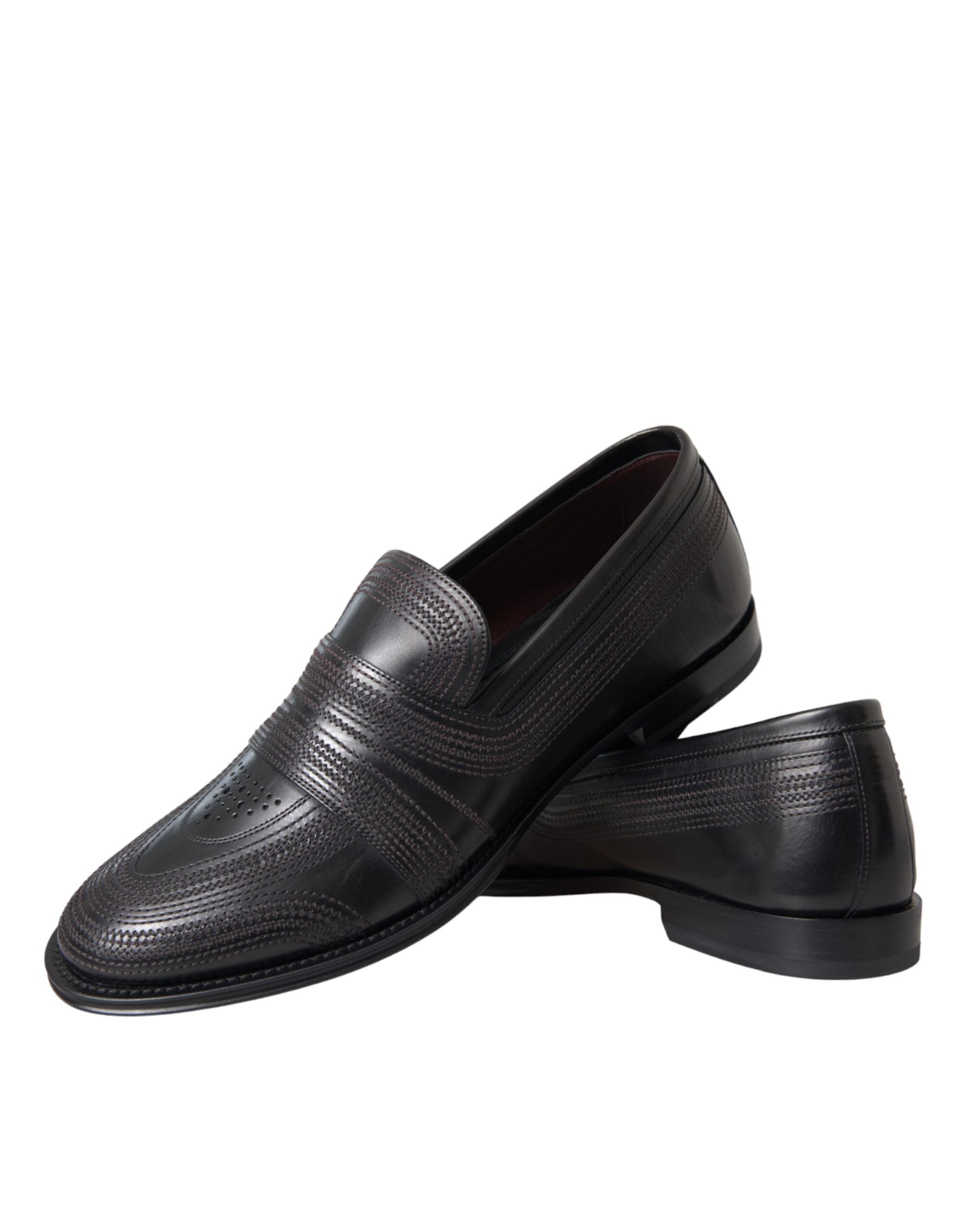 Black and brown leather loafer men's dress shoes by Dolce & Gabbana, featuring sleek design and classic slip-on style.