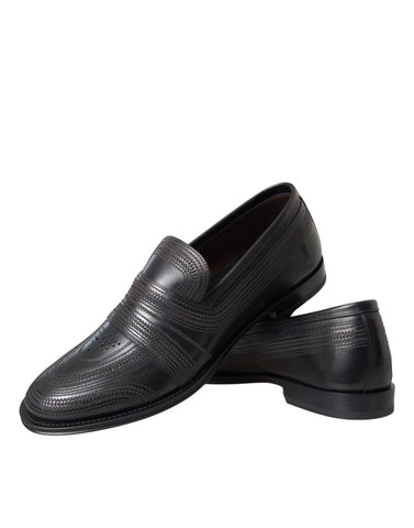 Black and brown leather loafer men's dress shoes by Dolce & Gabbana, featuring sleek design and classic slip-on style.