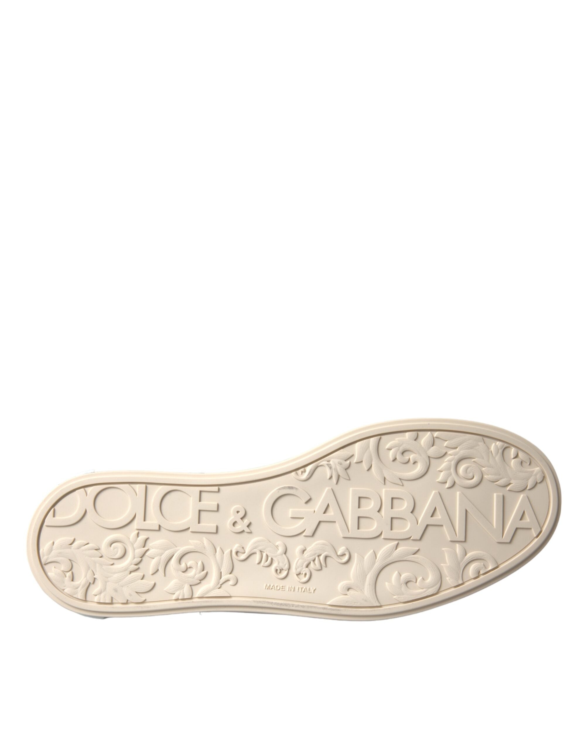 Silver Portofino calf leather sneakers for men by Dolce & Gabbana, featuring sleek design and stylish laces.