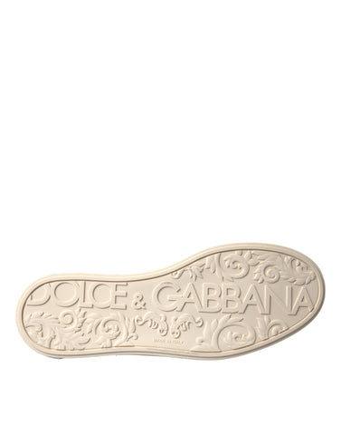 Silver Portofino calf leather sneakers for men by Dolce & Gabbana, featuring sleek design and stylish laces.