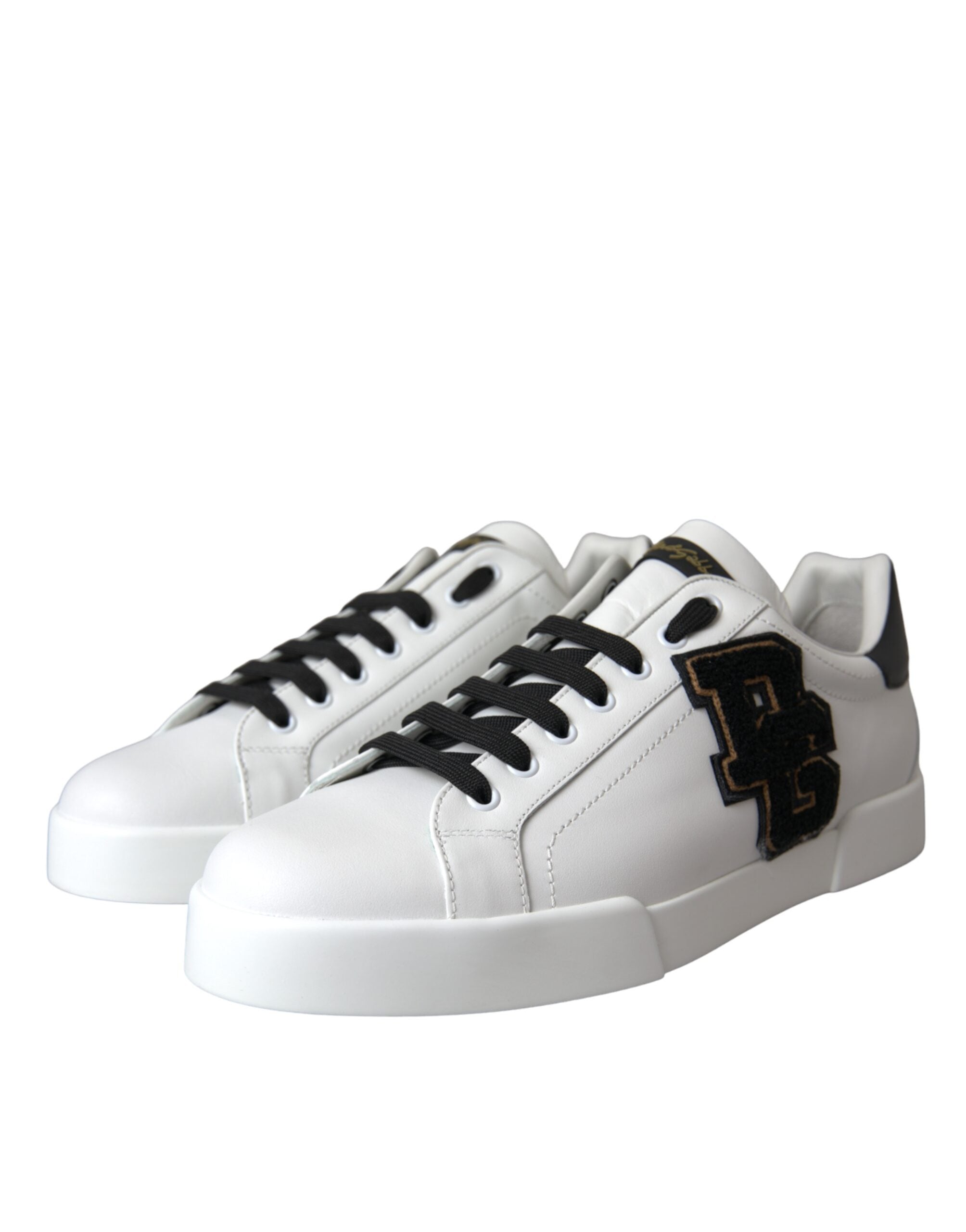 White leather Dolce & Gabbana logo casual low-top sneakers with sleek design and comfortable fit.