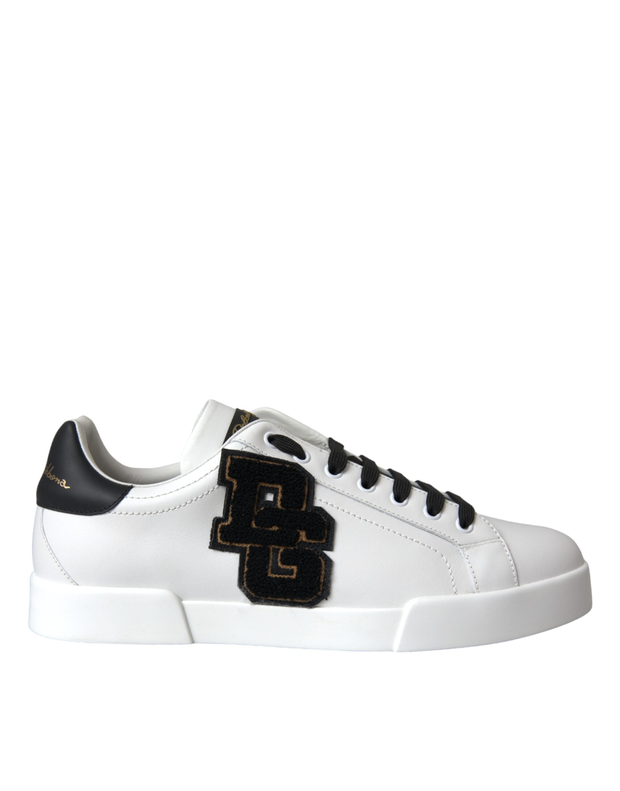 White leather Dolce & Gabbana logo casual low-top sneakers with sleek design and comfortable fit.