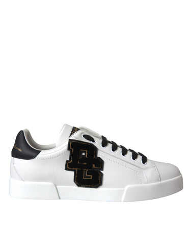 White leather Dolce & Gabbana logo casual low-top sneakers with sleek design and comfortable fit.