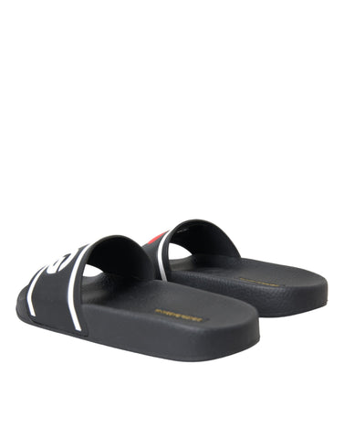 Black Leather I Love D&amp;G Sandals Slides Shoes