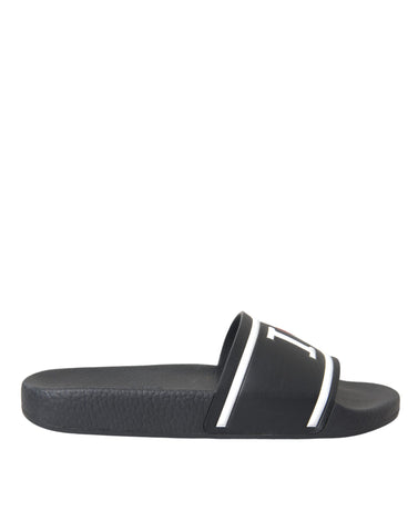Black Leather I Love D&amp;G Sandals Slides Shoes