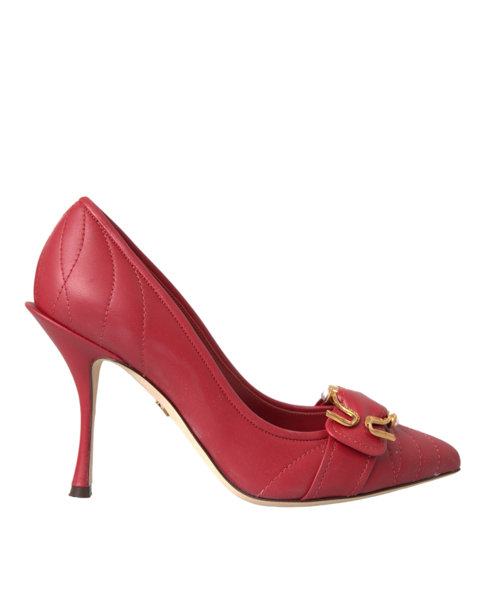 Red Devotion leather heel pumps by Dolce & Gabbana, stylish women's shoes with pointed toes and elegant design.