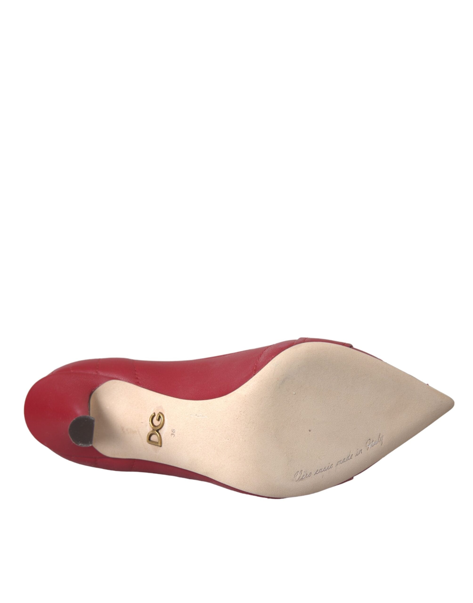 Red Devotion leather heel pumps by Dolce & Gabbana, stylish pointed-toe shoes with sleek design and elegant finish.