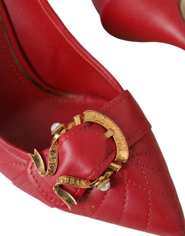 Red Devotion leather heel pumps by Dolce & Gabbana, featuring sleek pointed toes and elegant stiletto heels.