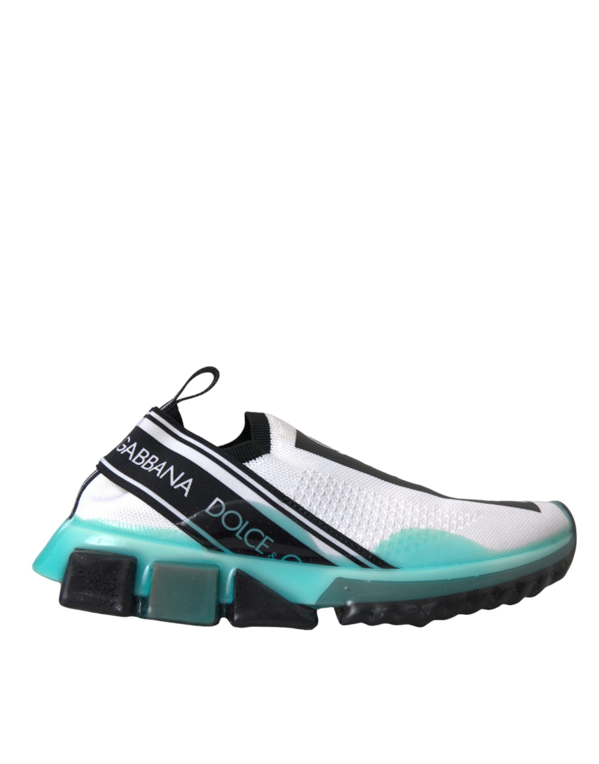 Dolce & Gabbana black, white, and blue slip-on Sorrento sneakers shoes, casual footwear with stylish color blocking design.