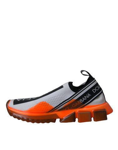 Dolce & Gabbana slip-on sneakers in black, white, and orange with stylish design and casual comfort.