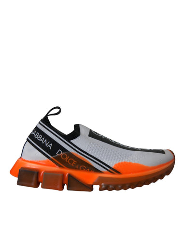 Dolce & Gabbana black, white, and orange slip-on Sorrento sneakers shoes with stylish design and comfortable fit.