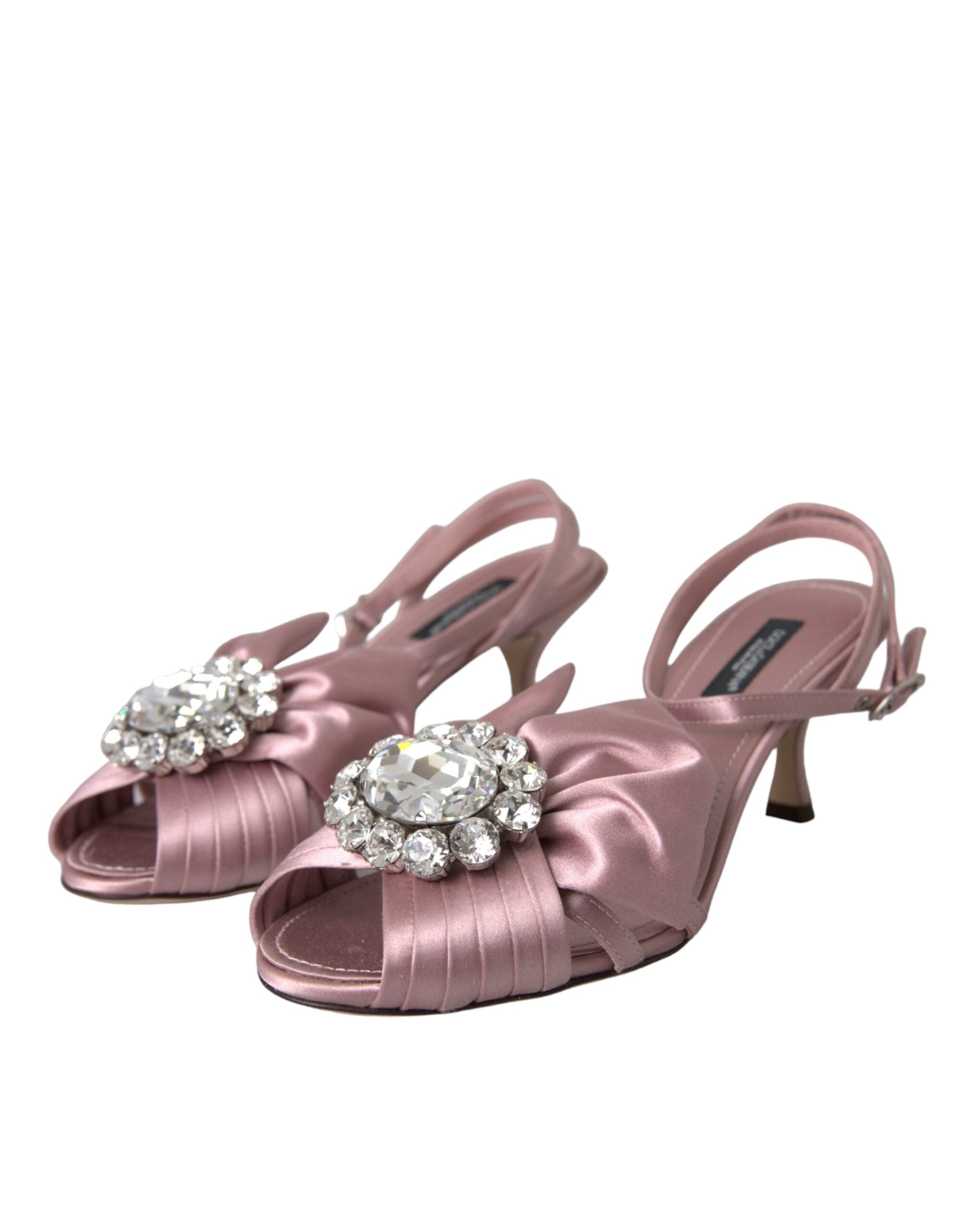 Pink Keira crystal heels sandals by Dolce & Gabbana with sparkling embellishments and elegant strappy design.
