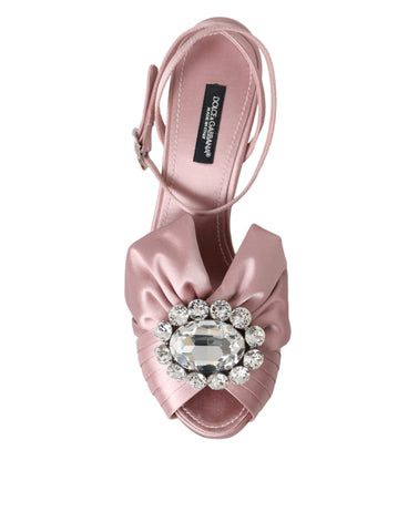Pink Keira crystal heels sandals by Dolce & Gabbana featuring elegant straps and sparkling embellishments.