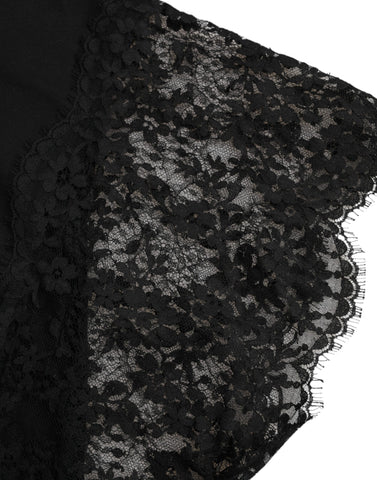 Black Sacred Heart print cotton lace T-shirt by Dolce & Gabbana, featuring intricate lace details and a bold graphic design.