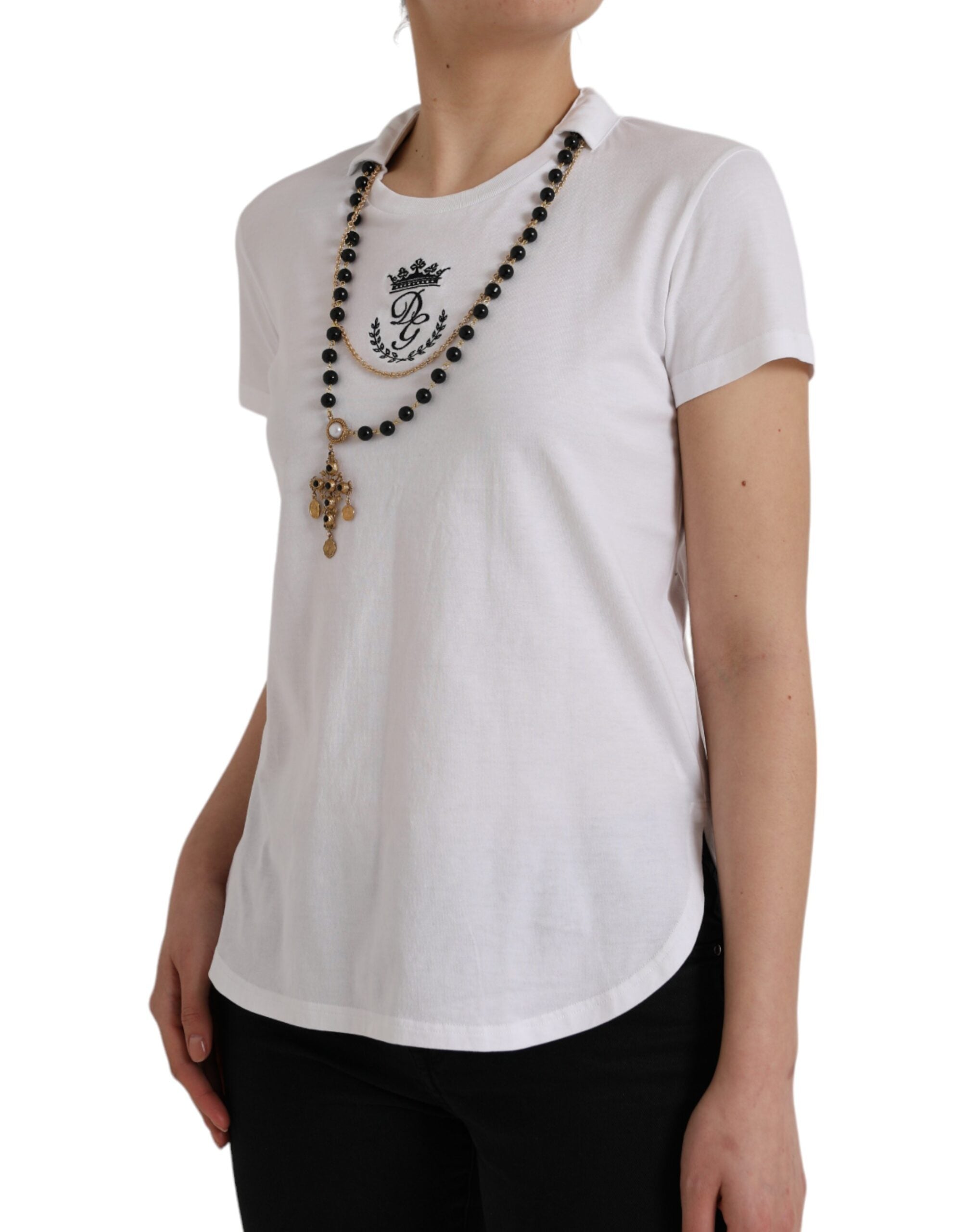 White cotton Dolce & Gabbana short sleeve T-shirt with a simple neckline and clean fit, shown on a plain background.