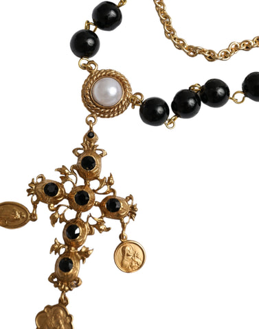 White cotton T-shirt with short sleeves and a necklace design by Dolce & Gabbana, shown on a plain background.
