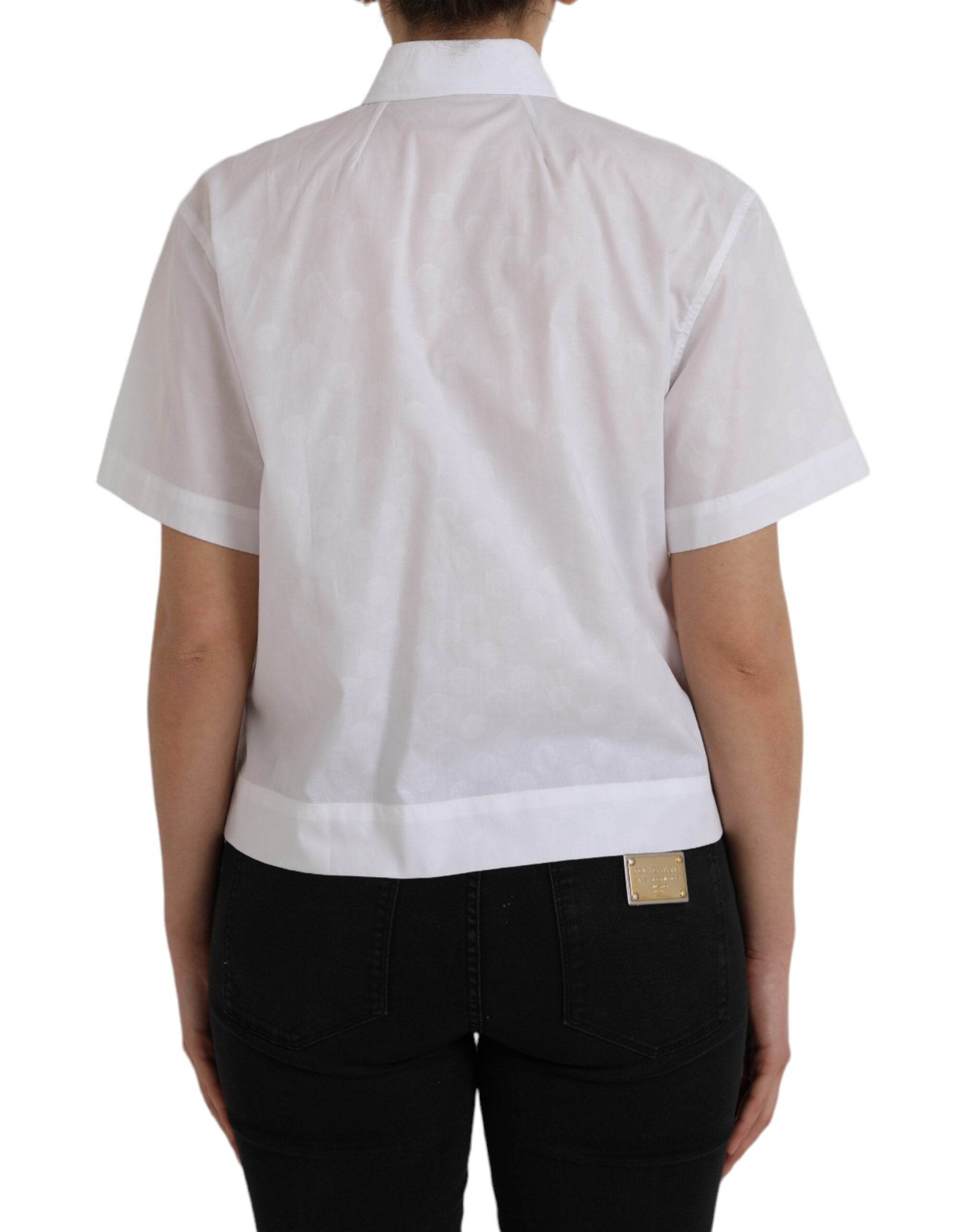 White collared short sleeve polo shirt top by Dolce & Gabbana, featuring a classic design and clean neckline.