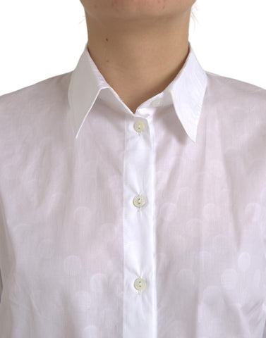 White collared short sleeve polo shirt top by Dolce & Gabbana, featuring a classic design and clean styling.