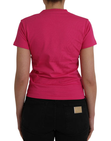 Pink cotton Balenciaga crew neck short sleeve T-shirt with a classic fit and simple design.