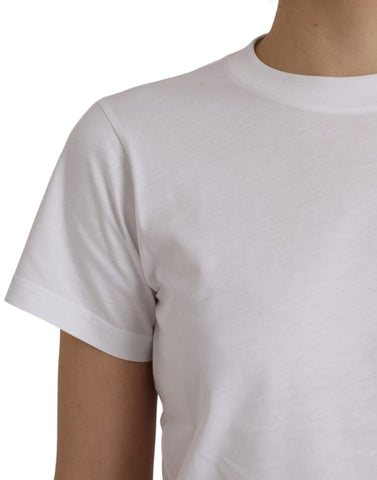 Balenciaga white cotton crew neck short sleeve T-shirt displayed on a plain background.