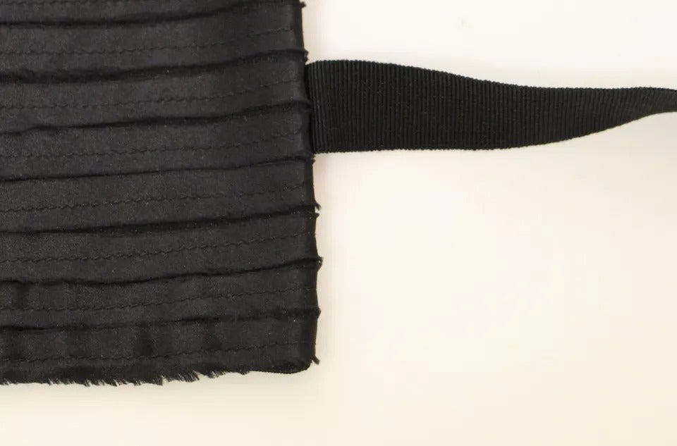 Black silk women's waist cummerbund by Dolce & Gabbana, featuring smooth fabric and elegant design.