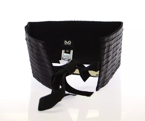 Black silk women's waist cummerbund by Dolce & Gabbana, featuring a sleek, elegant design with smooth fabric and subtle detailing.