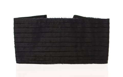 Black silk women's waist cummerbund by Dolce & Gabbana, featuring smooth fabric and elegant design for formal occasions.