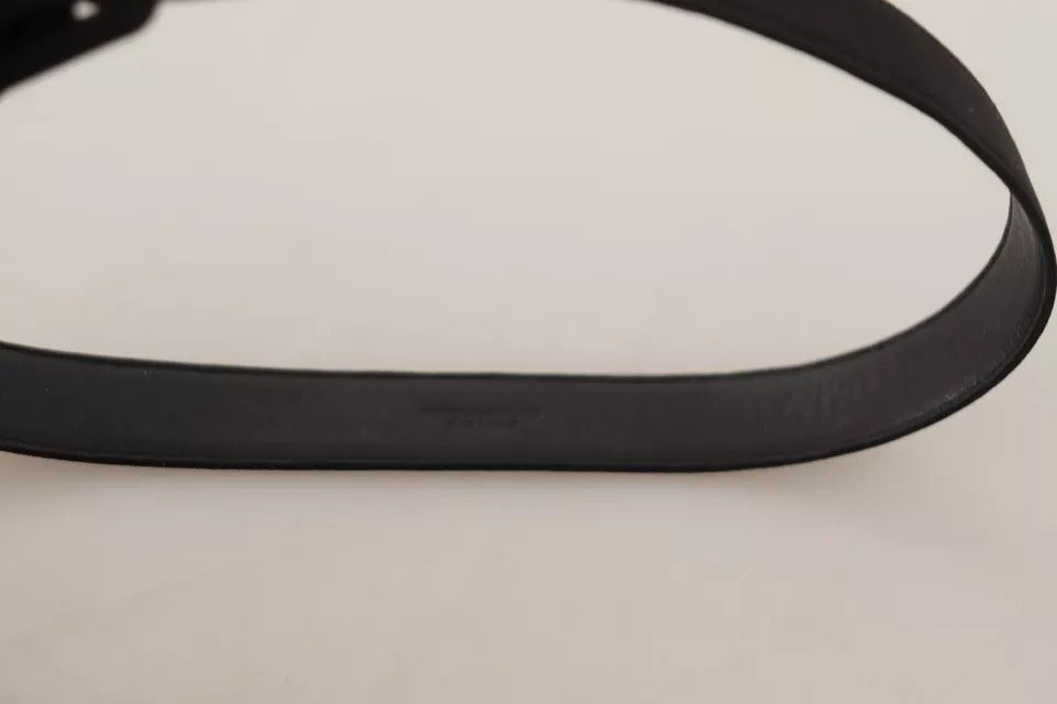 Black velvet leather waist belt with a logo buckle from Dolce & Gabbana, featuring a sleek and stylish design.