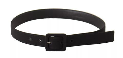 Black velvet leather waist belt with Dolce & Gabbana logo buckle, featuring a sleek, stylish design and adjustable fit.