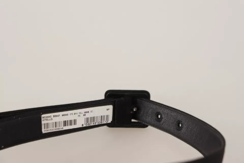 Black velvet leather waist belt with a logo buckle from Dolce & Gabbana, featuring a sleek and stylish design.