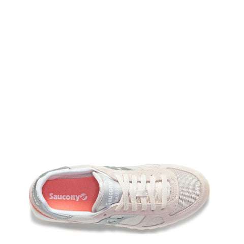 Saucony Shadow running shoes in black and white with sleek design, featuring the brand logo on the side.