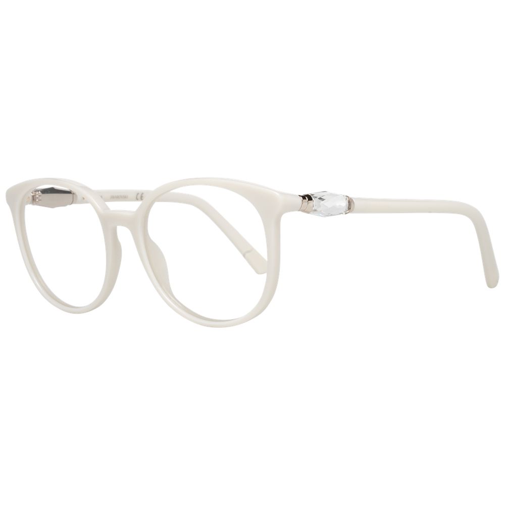 White plastic glasses frames by Swarovski with sleek, modern design and clear lenses for stylish eyewear.