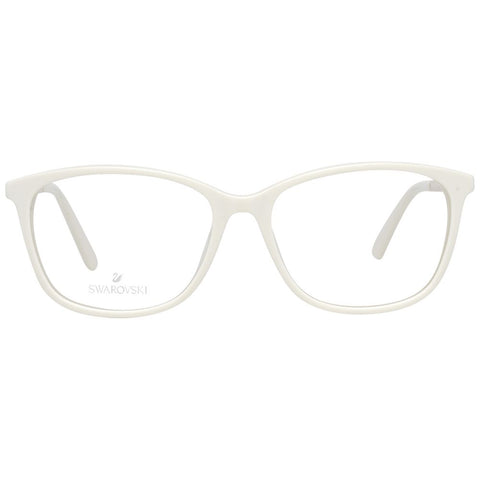 Swarovski white metal and plastic glasses frames with clear lenses, stylish and lightweight for everyday wear.