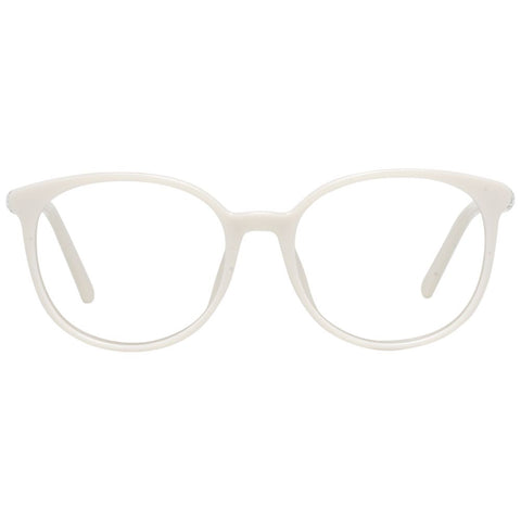 White plastic glasses frames by Swarovski, featuring a sleek design with clear plastic material and modern style.