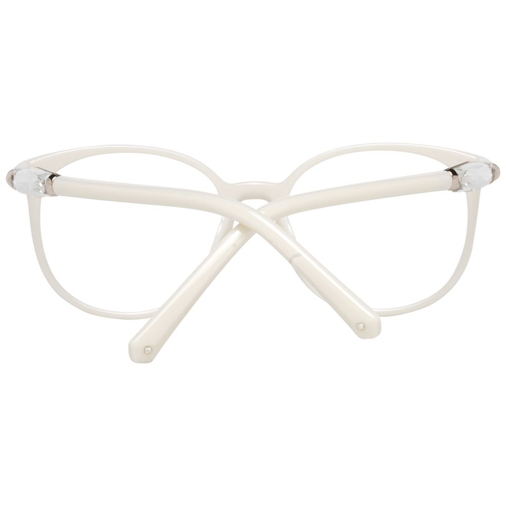 White plastic eyeglass frames by Swarovski with a sleek, modern design and clear lenses for stylish vision correction.