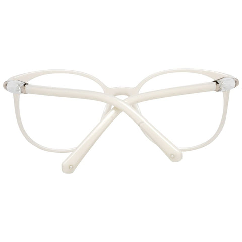 White plastic eyeglass frames by Swarovski with a sleek, modern design and clear lenses for stylish vision correction.