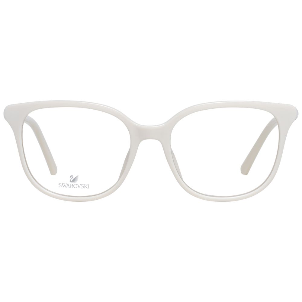 White plastic glasses frames by Swarovski, showcasing sleek design and clear lenses for stylish eyewear.