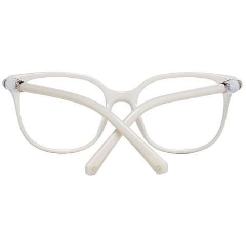 White plastic glasses frames by Swarovski with a sleek, modern design, shown in the image.